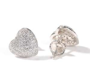 Heart Shapes Round Cut Moissanite Romantic Stud Earrings 925 Silver For Women's <b>Bride</b> Choice For Wedding Parties Jewelry - Product Image 1