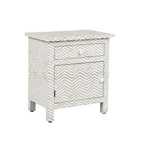 Table à tiroirs en os incrusté de la marque ILAHI, design moderne, détails en agate, rangement à trois niveaux, meuble portable pour la maison - Product Image 1