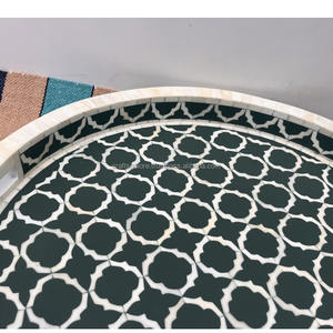 Plateau artisanal en bois indien de qualité supérieure, écologique, à thème bouddhiste, forme personnalisée, design artisanal poli pour la table à domicile - Product Image 3