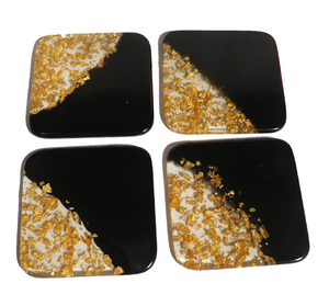 Attractive Resin <b>Coasters</b> Grey Color And <b>Gold</b> Rim Design Unique Design Epoxy Resin <b>Coaster</b> Top Price - Product Image 3
