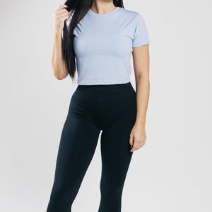 T-shirts pour femmes personnalisés de haute qualité, respirants, à manches courtes, noirs, imprimés à l'écran, couleur unie, tendance - Product Image 5