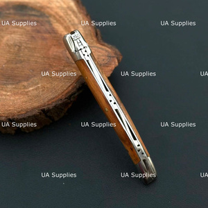 Luxury French Style Damascus Steel Laguiole Hunting Folding Knife Olive Wood Handle Industrial Grade Pocket Knife Handmade - Product Image 6