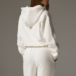Survêtement personnalisé pour femme avec fermeture éclair, DTF OEM, ensemble décontracté deux pièces en polyester et coton, veste et pantalon, vêtements streetwear - Product Image 3