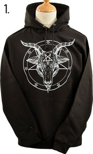 Sweat à capuche unisexe Baphomet avec fermeture éclair, 100% coton molletonné, hiver, pentagramme, satanique, occulte, église du Satan, chèvre, gothique - Product Image 4