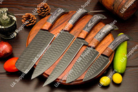 Ensemble de couteaux de cuisine professionnels en acier inoxydable extra-affûté, personnalisables OEM/ODM, vente en gros, avec étui en cuir et manche ergonomique en bois