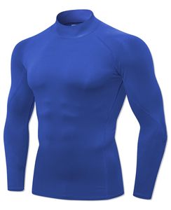 Men Turtle Neck MMA Rash Guard Compression Shirt <b>Long</b> <b>Sleeve</b> Athletic <b>Base</b> <b>Layer</b> Rash Guard For Gym Training Running Cycling Top - Product Image 1