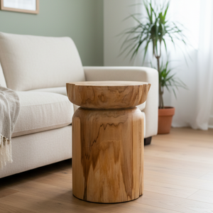 ARTERRA Luxury Warehouse and Hotel Room Rustic Teak Natural Cylinder <b>Stool</b> Handcrafted Teak Furniture Setup - Product Image 4