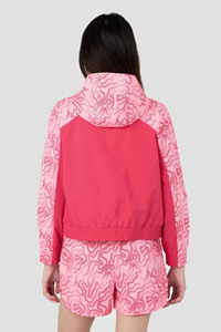 Ensemble veste coupe-vent et short pour femme, rose, imprimé color block, léger, avec fermeture éclair intégrale, à capuche, tenue de sport décontractée - Product Image 2