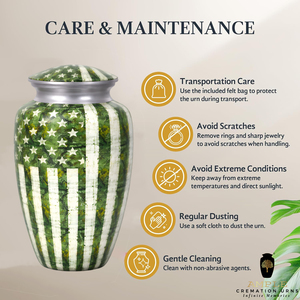 โกศบรรจุอัฐิแบบยุโรป ลายธงชาติอเมริกัน สำหรับผู้ใหญ่ โกศอนุสรณ์รำลึกความรักชาติ เป็นมิตรกับสิ่งแวดล้อมและทนทาน ทำจากอะลูมิเนียม - Product Image 6