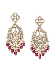 Pendientes Chandbali Kundan Premium para Mujer |   Joyería Étnica para Bodas, Pendientes de Perlas Chapados en Oro, Pendientes de Araña - Product Image 6
