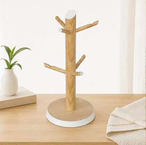 High Quality Wooden Mug Holder Tree with 6 Hooks Modern Countertop Coffee Cup <b>Stand</b> Organizer For Farmhouse Kitchen <b>Tea</b> Cup Rack - Product Image 4