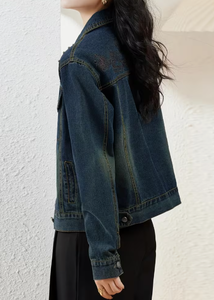 Chaqueta Vaquera para Mujer con Decoración de Cuentas, Estilo Vintage Casual, para Otoño - Product Image 3