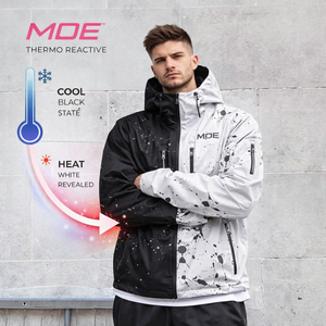 Veste tendance pour homme, personnalisable, noire, thermochromique, streetwear, réactive à la chaleur et à l'eau, coupe-vent. - Product Image 1