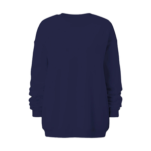 Sudadera Holgada de Manga Larga para Mujer, Color Sólido, Hombros Caídos, Cuello Redondo, Tejido de Algodón, Ropa Casual de Otoño - Product Image 2