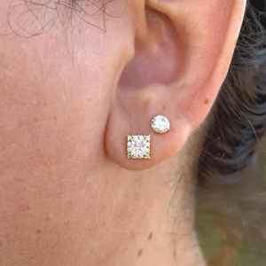 Pendientes de Diamante Cultivado en Laboratorio con Corte Princesa de 1.01CT, Oro Sólido de 14K, Joyería Delicada para Boda, Regalo para Enamorados, Estilo Moissanita - Product Image 1