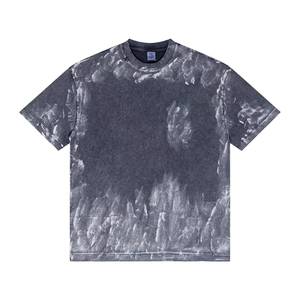 เสื้อยืดคอตตอนฟอกสีทรงโอเวอร์ไซส์สำหรับผู้ชายไซส์ใหญ่ หนัก 280 กรัม ทรงไหล่ตก สไตล์สตรีทแวร์ โลโก้ด้านหน้า ผ้าไม่เป็นขุย - Product Image 5
