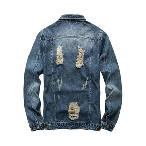 Chaqueta de mezclilla para hombre con logo personalizado, bordado de botones, desgastada, vintage, lavada, rotas, al por mayor, estilo urbano, ropa de abrigo de invierno - Product Image 2