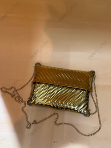 Luxury Woven Metal <b>Clutch</b> Bag Gold Evening Purse Handmade Designer Minaudiere Bridal <b>Wedding</b> Cocktail Handbag - Product Image 3