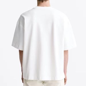 เสื้อยืดคอกลมแขนสั้นทรงโอเวอร์ไซส์ผ้าฝ้าย 100% สำหรับผู้ชาย พิมพ์ลายโลโก้ดิจิทัลด้านหน้า ระบายอากาศได้ดี แห้งเร็ว สวมใส่สบาย - Product Image 4