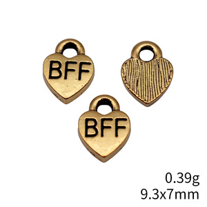 Amuleto de Corazón BFF de 9.3x7mm en Tono Dorado, Aleación de Zinc, Símbolo de <span class=keywords><strong>Amistad</strong></span> para Tirador de Cremallera de Mochila - Product Image 3