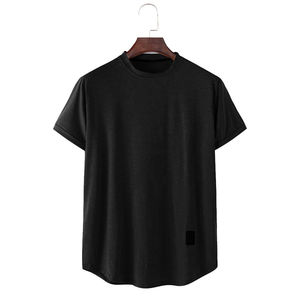 T-shirt décontracté à col rond 100% coton bambou, couleur unie simple, respirant, coupe ample, imprimé, idéal pour le fitness – Meilleur prix - Product Image 5