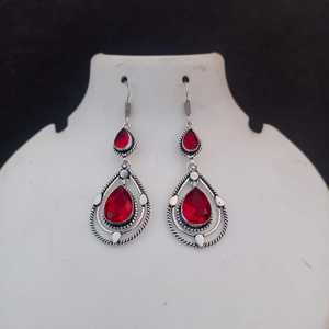 Boucles d'oreilles en grenat rouge, en argent Sterling 925, bijoux faits à la main, cadeau pour femmes, anniversaire, cristal Unique - Product Image 5