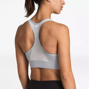 Women's Gray Scoop Neck Seamless Crop <b>Top</b> Tank <b>Top</b> Yoga Workout Wear - Product Image 2