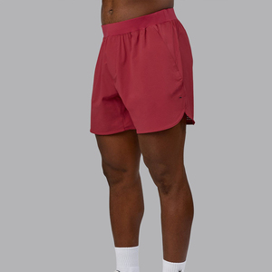 Pantalones Cortos Deportivos para Hombre, Color Rojo Sólido, Secado Rápido, Cintura Elástica, Tejido de Poliéster de Longitud Media - Product Image 1