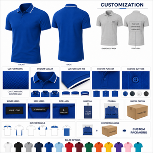 Chemise piqué bleu roi à manches courtes pour homme avec col et poignets à bordure blanche, décontractée, respirante, 100 % coton, design tricoté - Product Image 3
