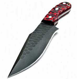 Outil utilitaire extérieur en acier à lame pleine longueur personnalisé avec manche composite rouge et noir - Product Image 4
