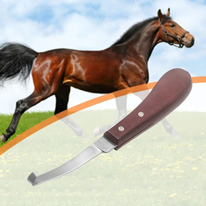 Cuchillos de doble filo para recortar pezuñas, cuchillo para pezuñas de caballo de acero inoxidable con mango de madera, herramienta para recortar pezuñas de ganado y ovejas - Product Image 6