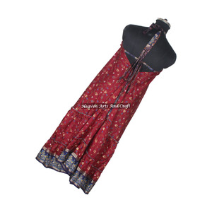 Nuevo Vestido Largo de Seda Sari Vintage Hecho a Mano en India para Mujer, Diseño Bohemio, Elegante Vestido de Noche sin Mangas para Damas - Product Image 2
