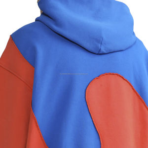 Sudadera con Capucha de Alta Calidad, Estilo Color Block con Parches en Contraste, Fabricada en Fábrica de Ropa, Felpa de Algodón Grueso de 600 g/m² - Product Image 3