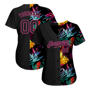 Maillot de baseball personnalisé à imprimé tropical par sublimation pour hommes, chemise de sport à manches courtes entièrement boutonnée avec nom et numéro d'équipe personnalisés - Product Image 1