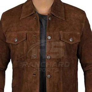Long Sleeve Premium Mens <b>Suede</b> Leather <b>Jacket</b> Soft Genuine <b>Suede</b> Casual Modern Fit Winter Daily Fashion - Product Image 6