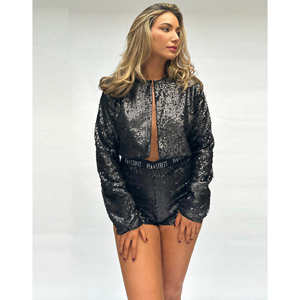 Chaqueta corta de lentejuelas rojas para mujer, abrigo de moda para primavera y otoño, chaquetas de lentejuelas para mujer - Product Image 1