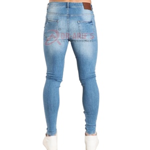 <b>Men</b> Hip Hop Skinny Jeans Slim Fit Ripped <b>Stretch</b> Denim Big Tall Distressed Blue Streetwear Rivet Embroidery Elastic Waist OEM - Product Image 6