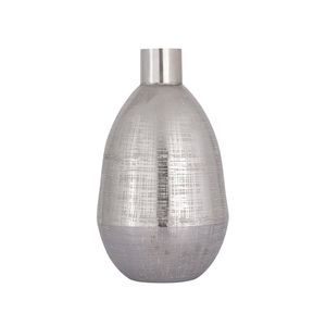 Ensemble de vases modernes en métal argenté martelé, pot de fleurs ovale de luxe en aluminium, centre de table décoratif pour la maison et les mariages - Product Image 2