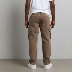 <b>Men's</b> Green Ripped Wide Leg <b>Jeans</b> High Waist Distressed Cotton Street Style Pants With Logo On Right Leg Autumn Wear - Product Image 3