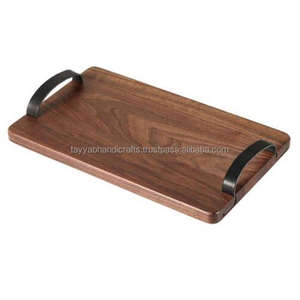Bandeja Rectangular de Madera para Servir Alimentos, Bandeja de Madera Maciza de Nogal Negro de la India - Product Image 1