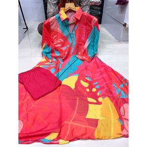TRENDING MUSLIN PRINTED <b>TOP</b> PENT SET RED - Product Image 1