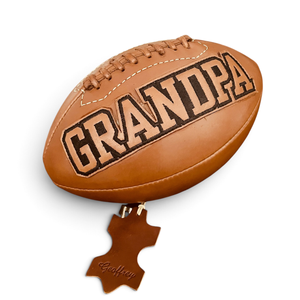GRANDPA Geoffrey's Vintage Retro Classic Appli Logo 100% Tan Cow <b>Leather</b> Handmade Lightweight High Air Size 7 American <b>Football</b> - Product Image 1
