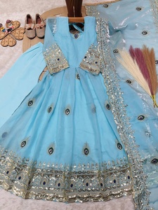 ชุดเดรส Anarkali ปักลายแบบดั้งเดิมของอินเดียและปากีสถานสำหรับเด็กผู้หญิง รุ่นล่าสุด เหมาะสำหรับงานแต่งงาน ทรงหลวม ใส่ได้ทุกฤดู - Product Image 3