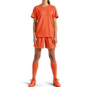 Orange Color Performance Athletic Wear Women's Soft Breathable Soccer Uniform Girls Football Players Jersey Shorts - Product Image 1