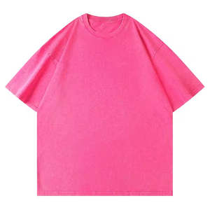 T-shirt en maille unie délavé à l'acide, personnalisable, 100 % coton, col rond, pour homme, style streetwear décontracté, écologique, vente en gros - Product Image 4