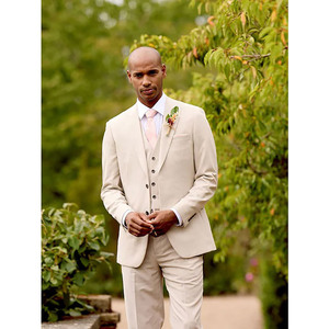 Blazer extensible beige à simple boutonnage pour homme, revers cranté, style britannique, coupe classique, 100 % coton tissé 140g - Product Image 5