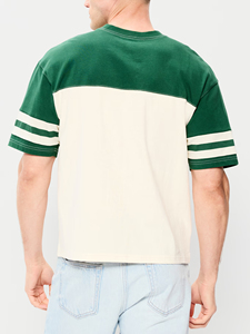 T-shirt en coton color block de qualité supérieure pour homme, streetwear décontracté, manches courtes, logo personnalisé, t-shirt color block, coton de haute qualité - Product Image 3