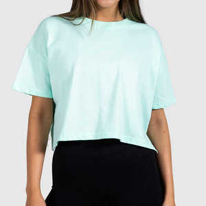Camiseta Corta para Mujer, Estampada, Cuello Redondo, Algodón, Transpirable, Ecológica, Comprimida - Product Image 6