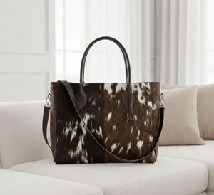 Grand sac fourre-tout vintage en cuir de vachette véritable avec fermeture éclair, poignées en cuir, imperméable et portable pour les voyages - Product Image 2