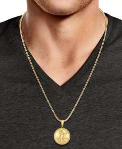 Men's <b>Coin</b> 24" <b>Pendant</b> <b>Necklace</b> in 14k Gold-Plated Sterling Silver | Macy's - Product Image 2
